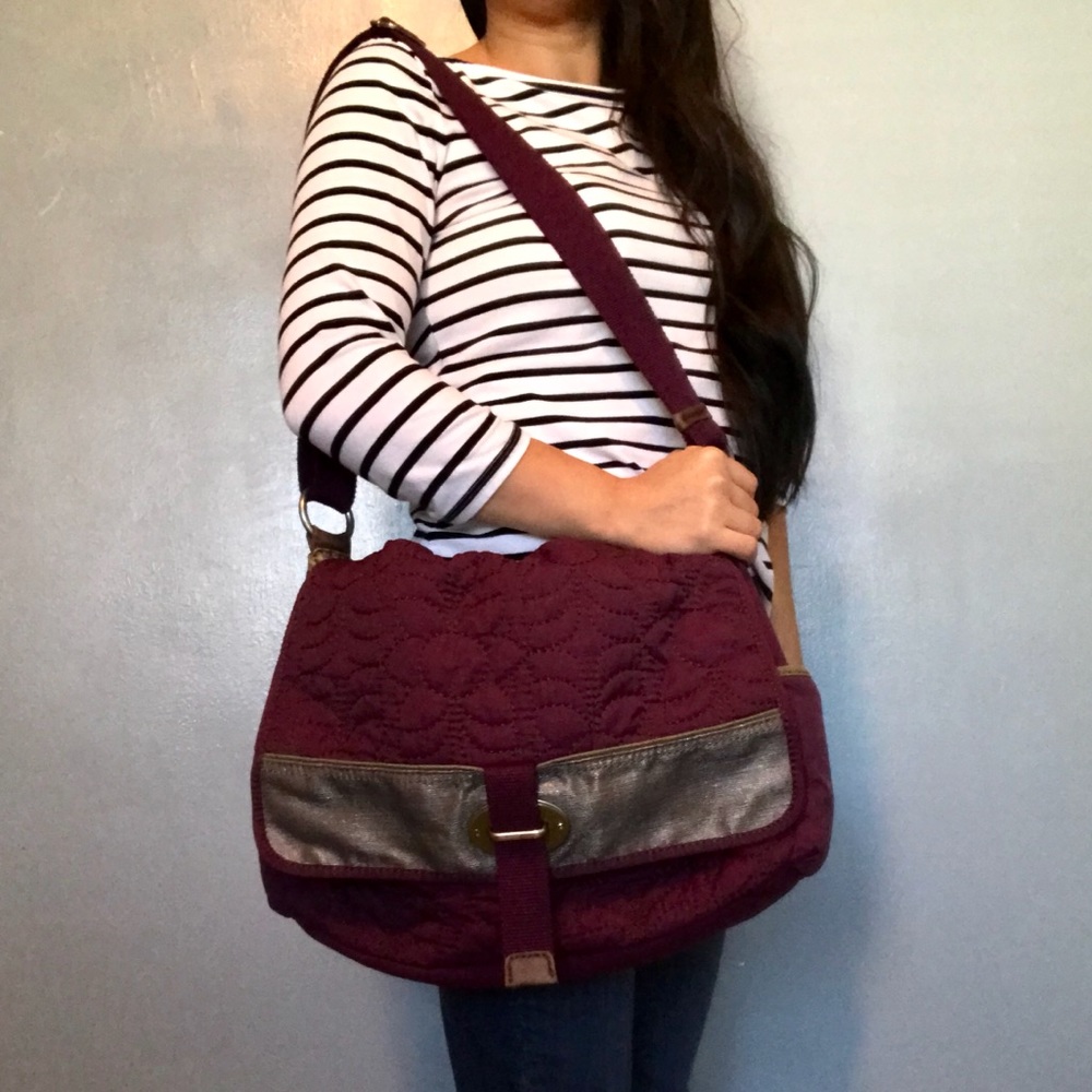 Fossil key-per purple messenger Shoulder Bag